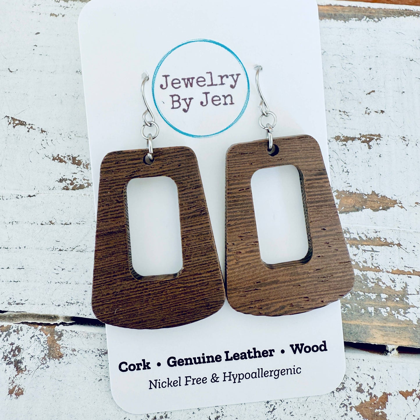 Wood Trapezoid Earrings