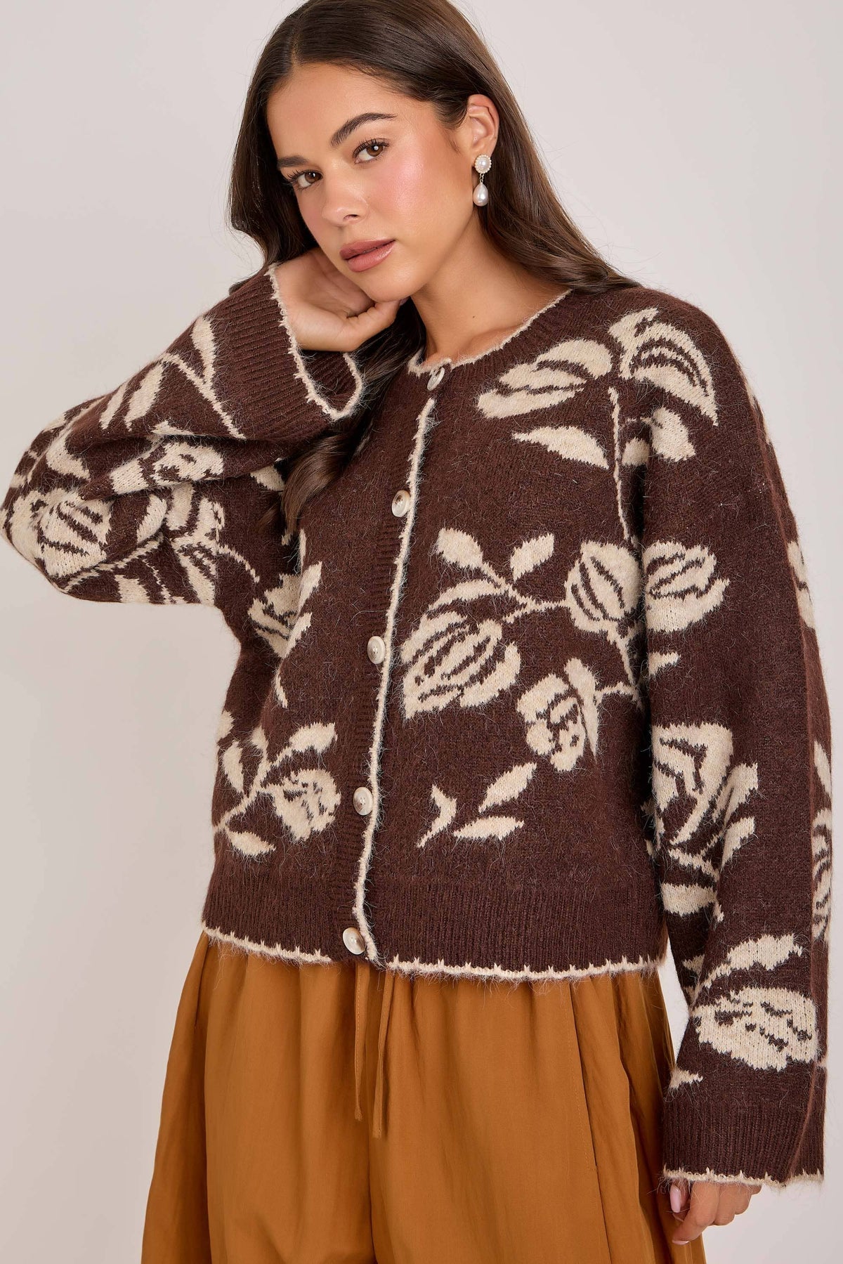 The Espresso Floral Cardigan