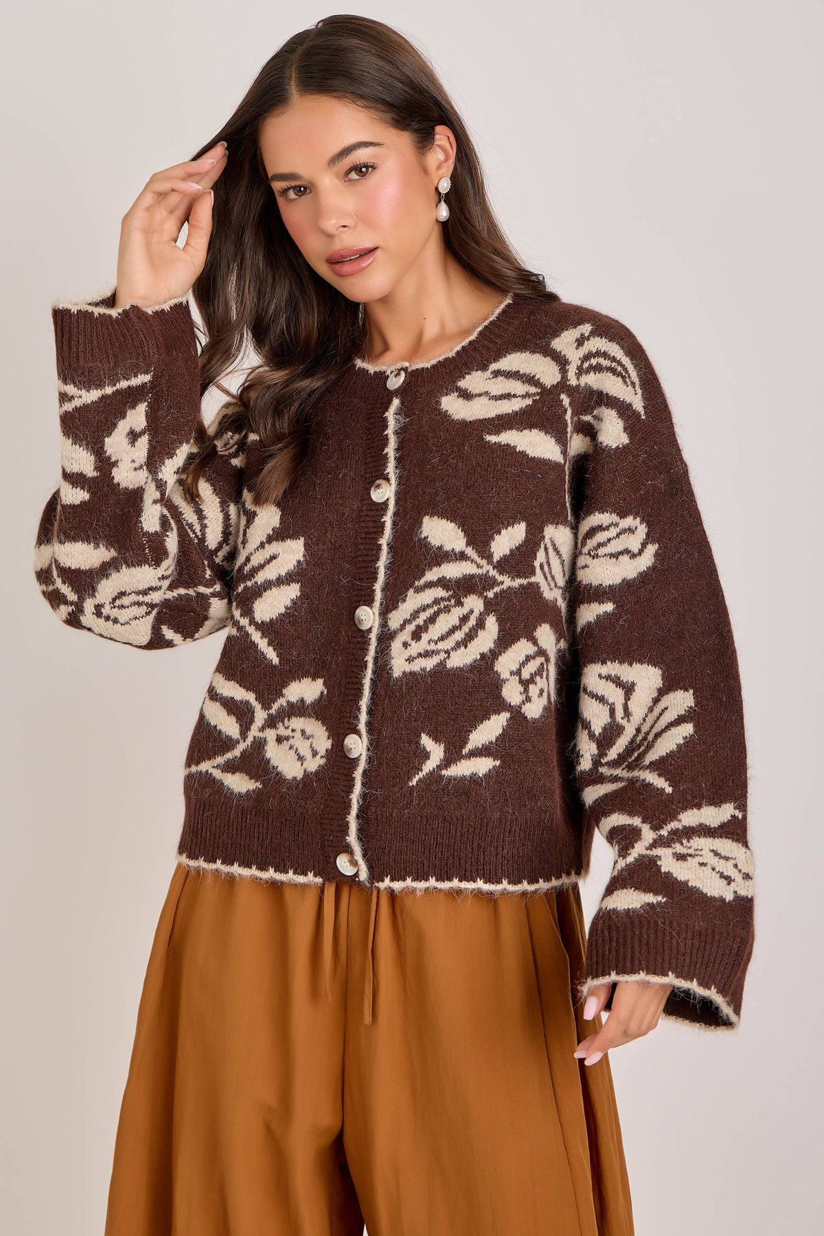 The Espresso Floral Cardigan