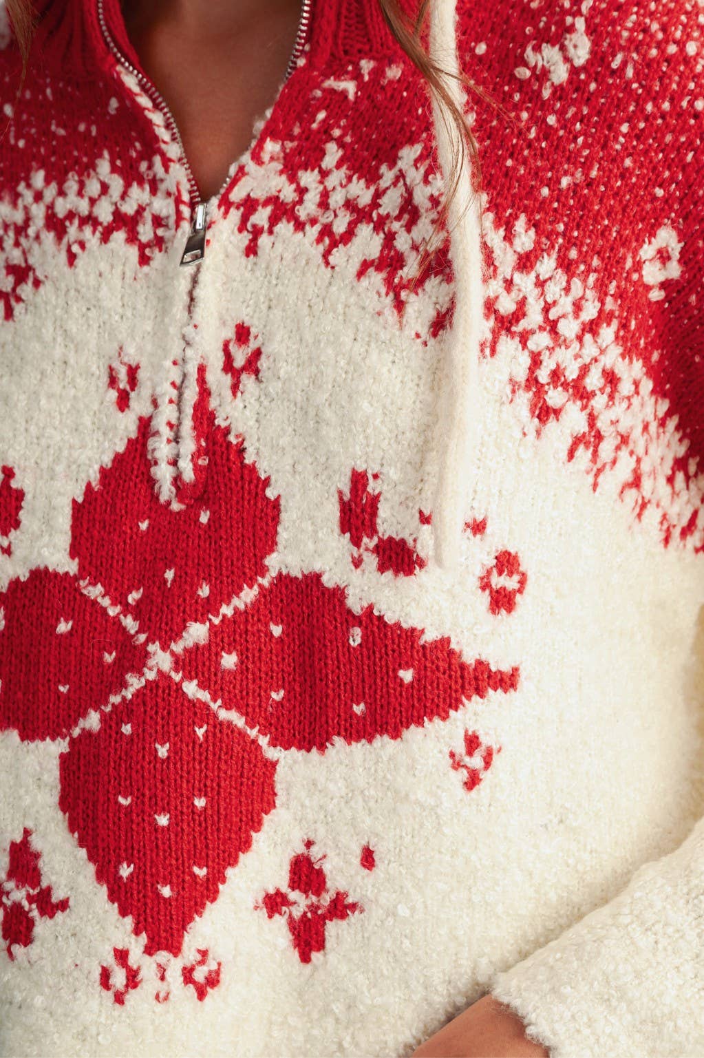 Fair Isle Half Zip Bouclé Sweater