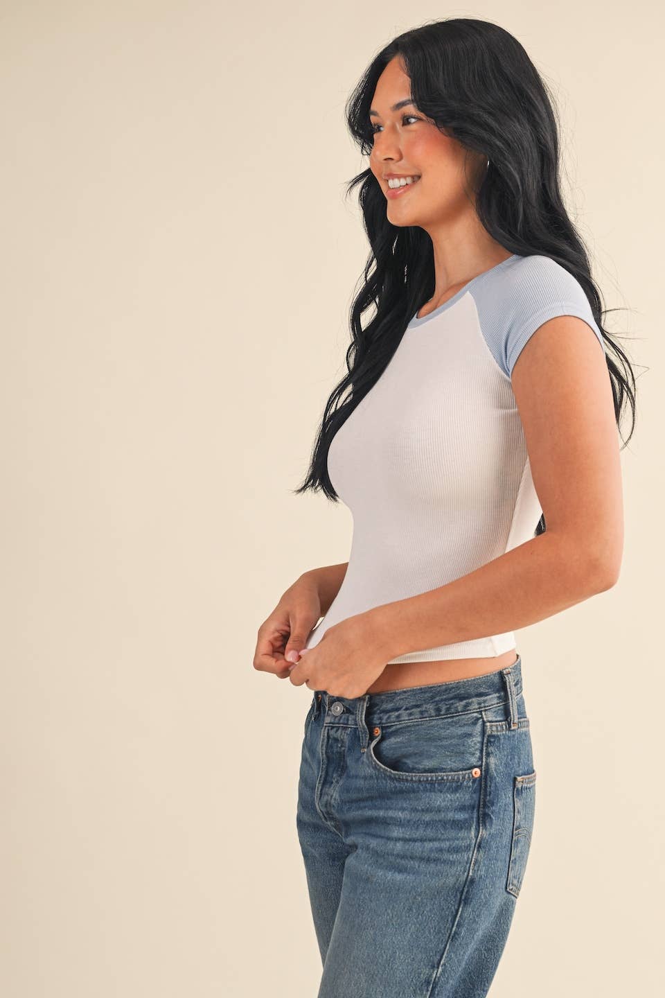Regan Blue Cap Sleeve Tee