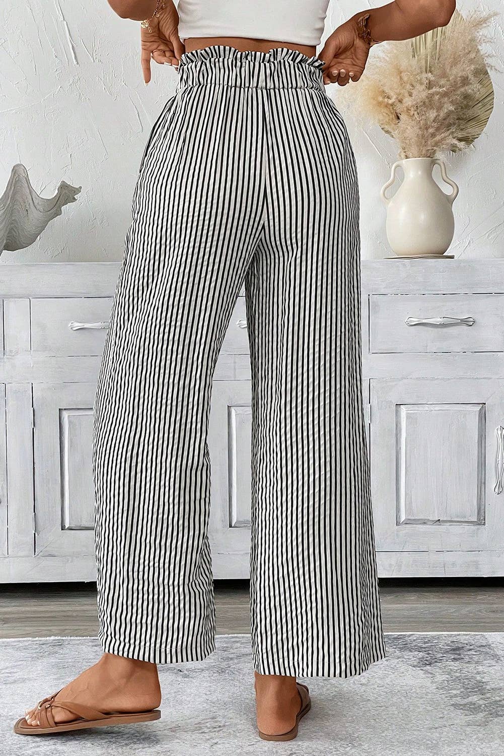Jamie Black Striped Knot Pocket Pants